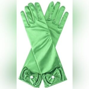 Girls Dress Up/ Elegant Green Satin Gloves